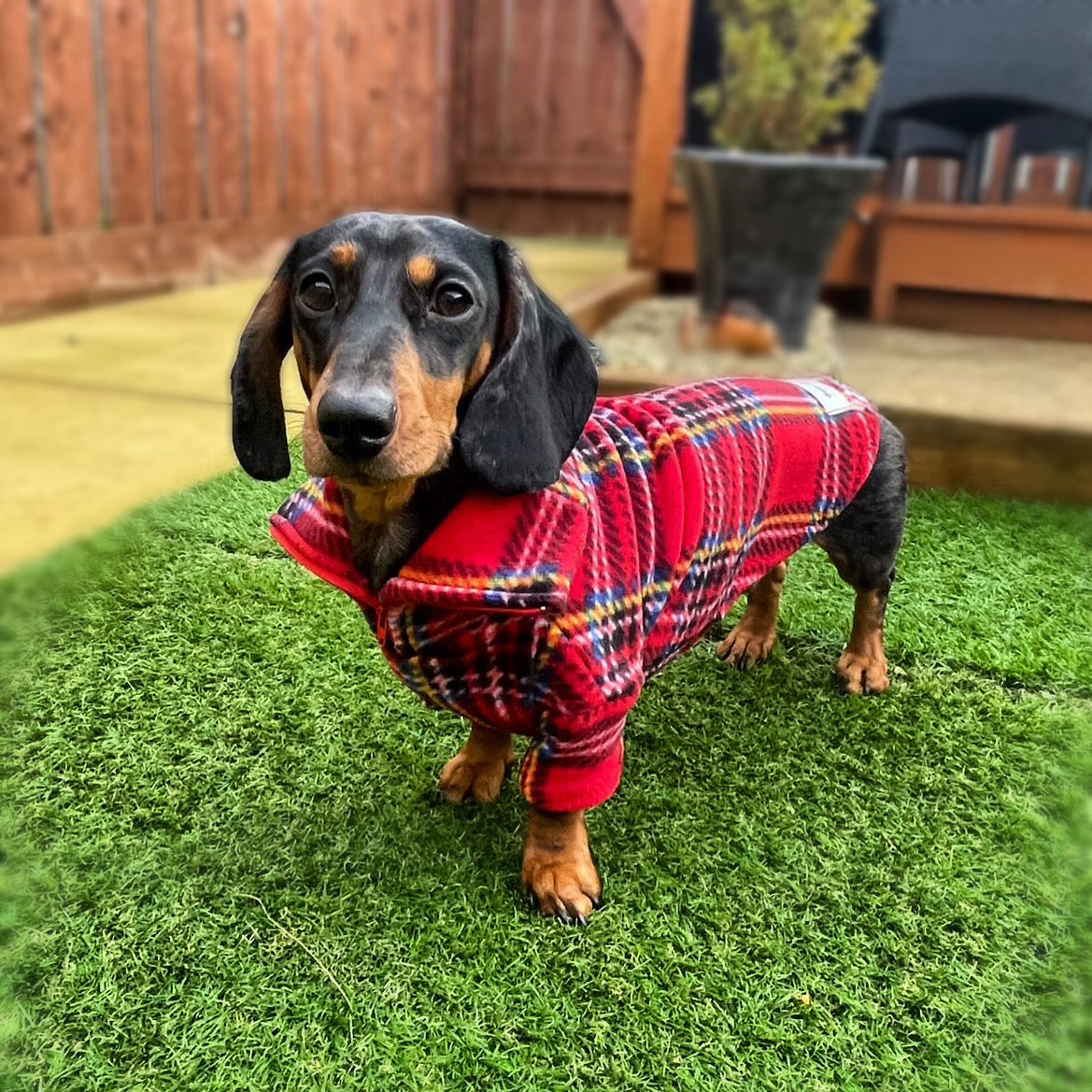 Red Tartan Quarter Zip Fleece Jumper