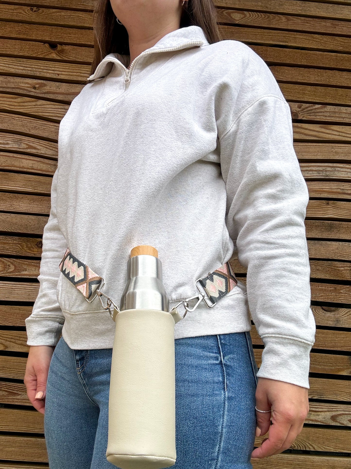Beige Hydrate & Hike Bag with Beige & Pink Strap