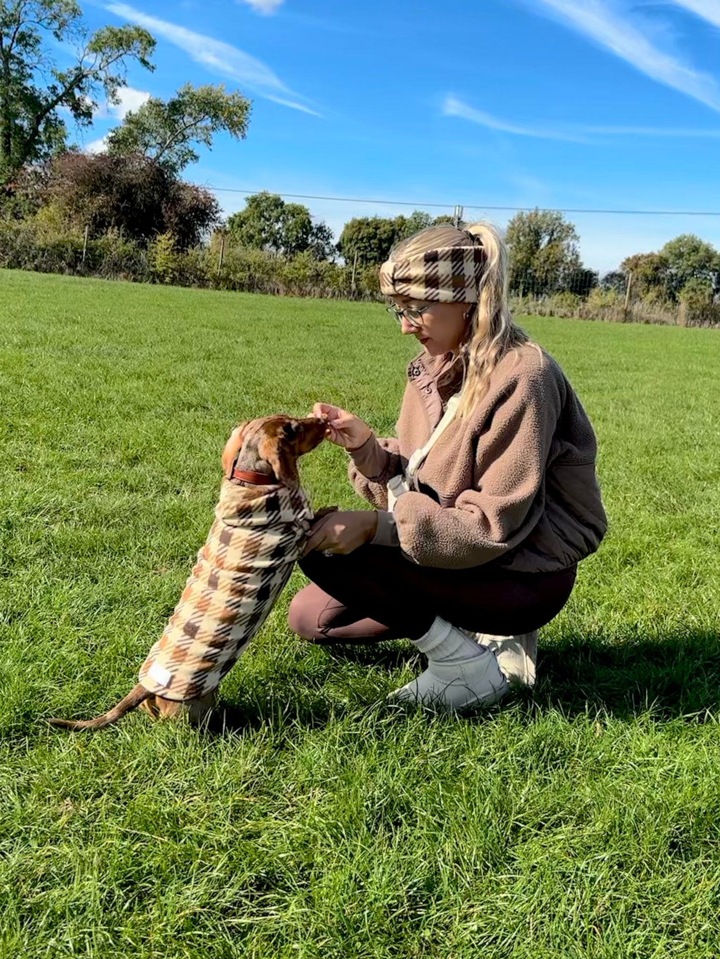 Brown Plaid Quarter Zip Fleece Jumper