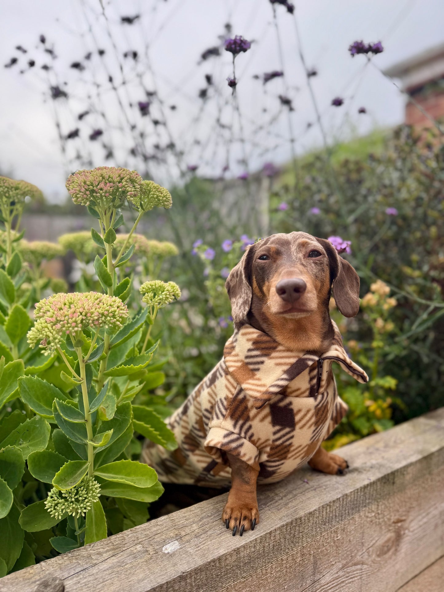 Brown Plaid Quarter Zip Fleece Jumper