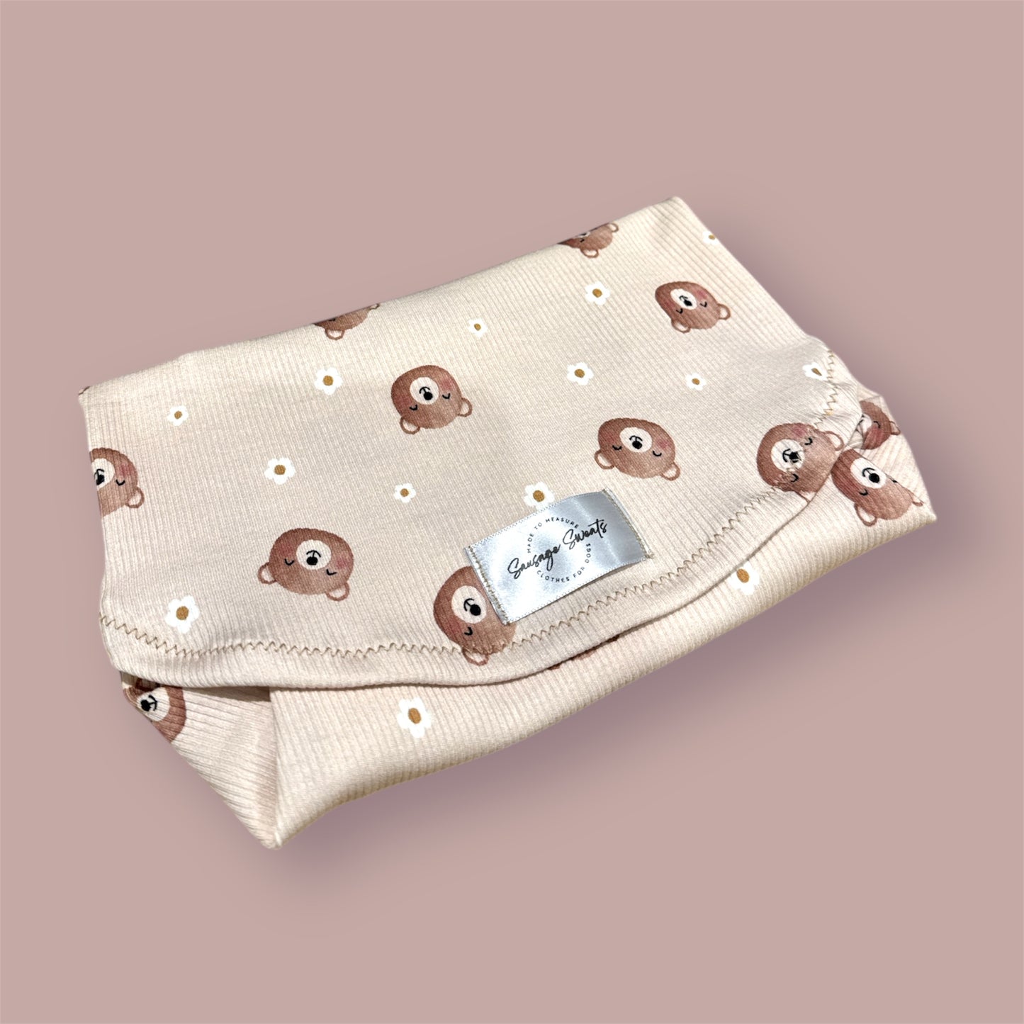 Daisy Bear Fine Rib Knit Jersey Jammies