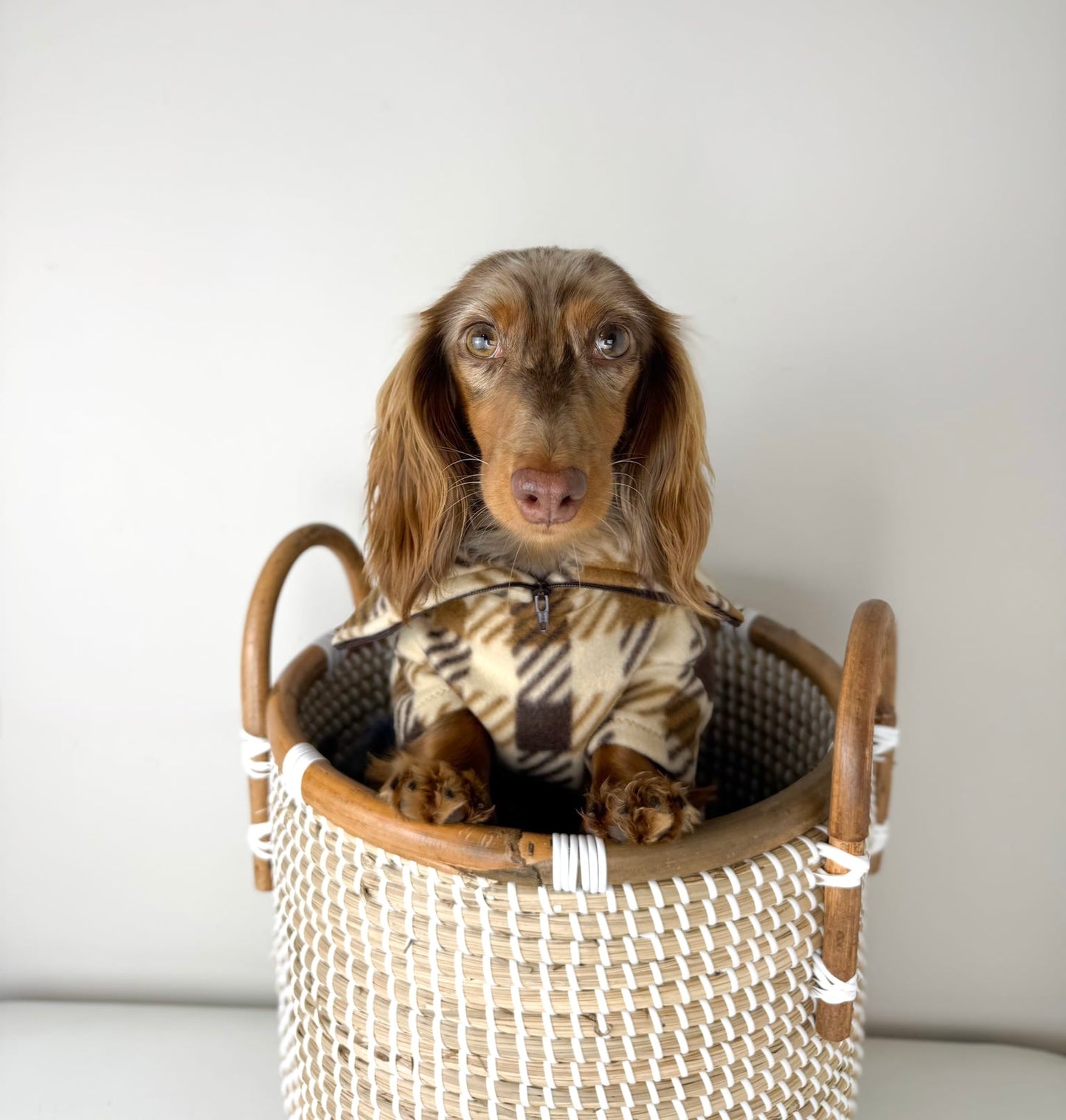Brown Plaid Quarter Zip Fleece Jumper