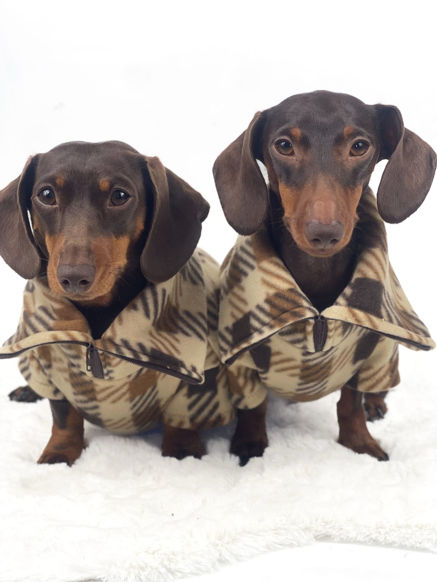 Brown Plaid Quarter Zip Fleece Jumper