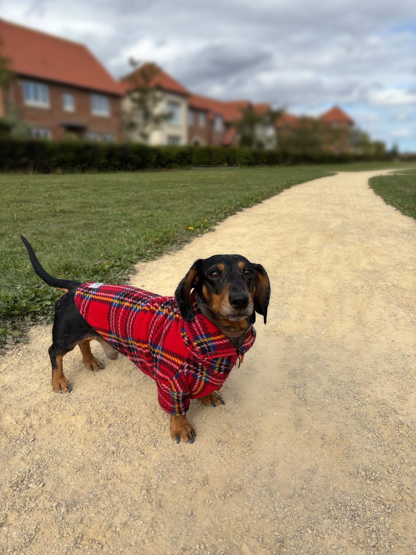 Red Tartan Quarter Zip Fleece Jumper