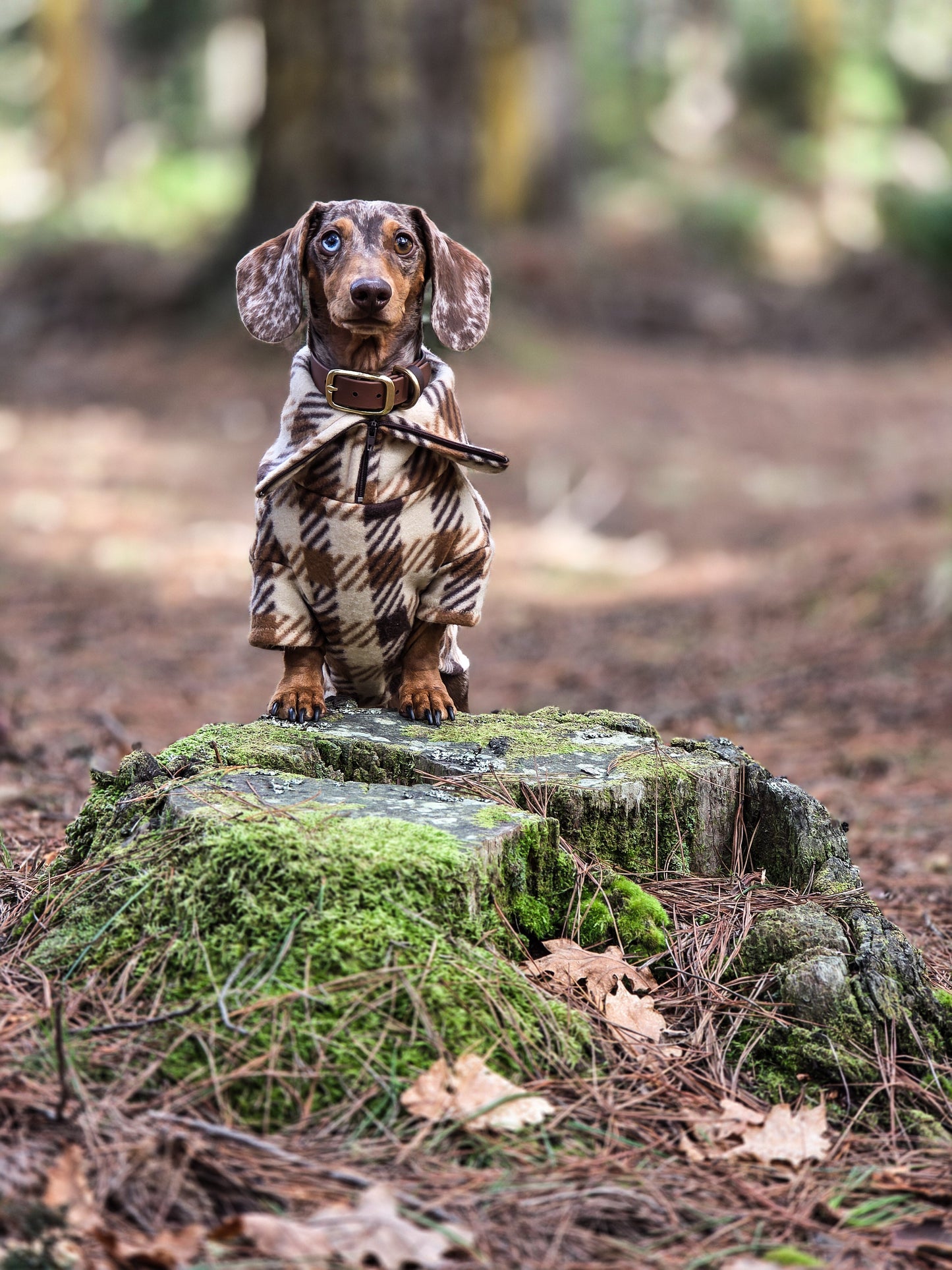 Brown Plaid Quarter Zip Fleece Jumper