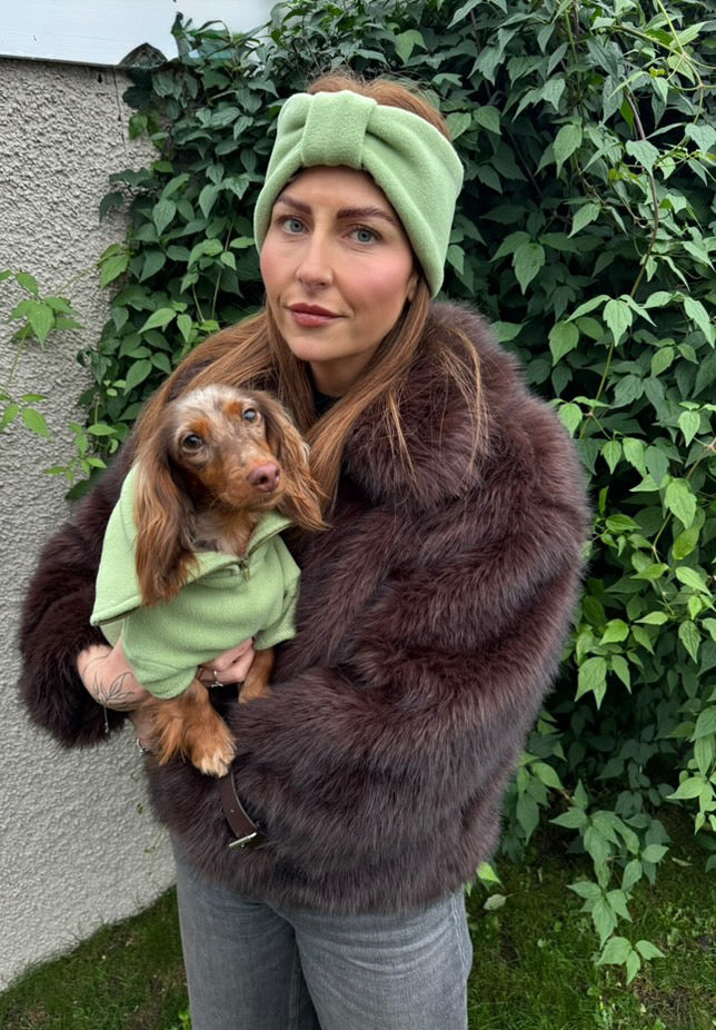 Pistachio Quarter Zip Fleece Jumper