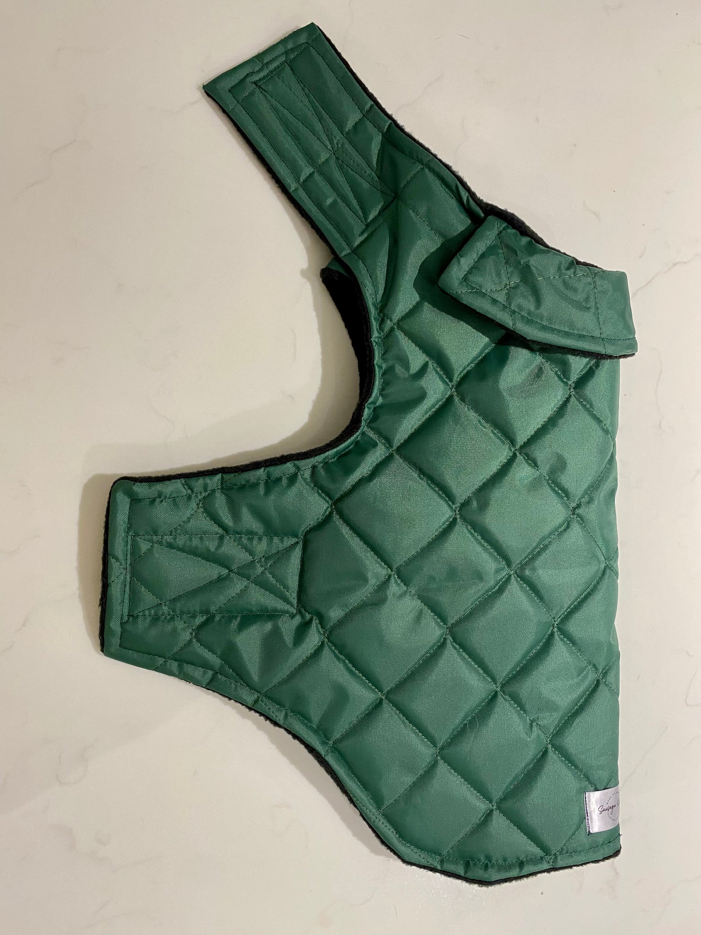 Bottle Green Quilted Coat with Borg Lining