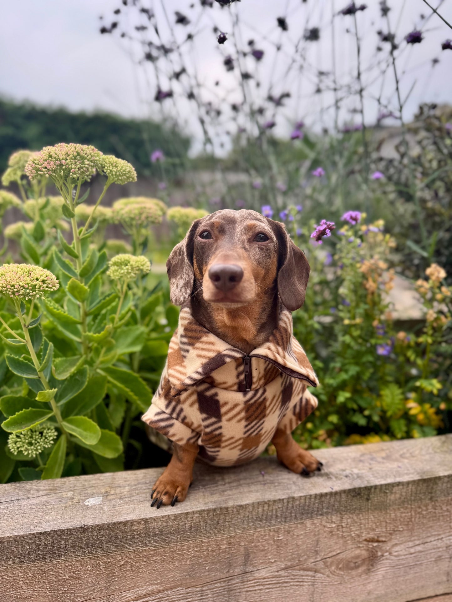 Brown Plaid Quarter Zip Fleece Jumper