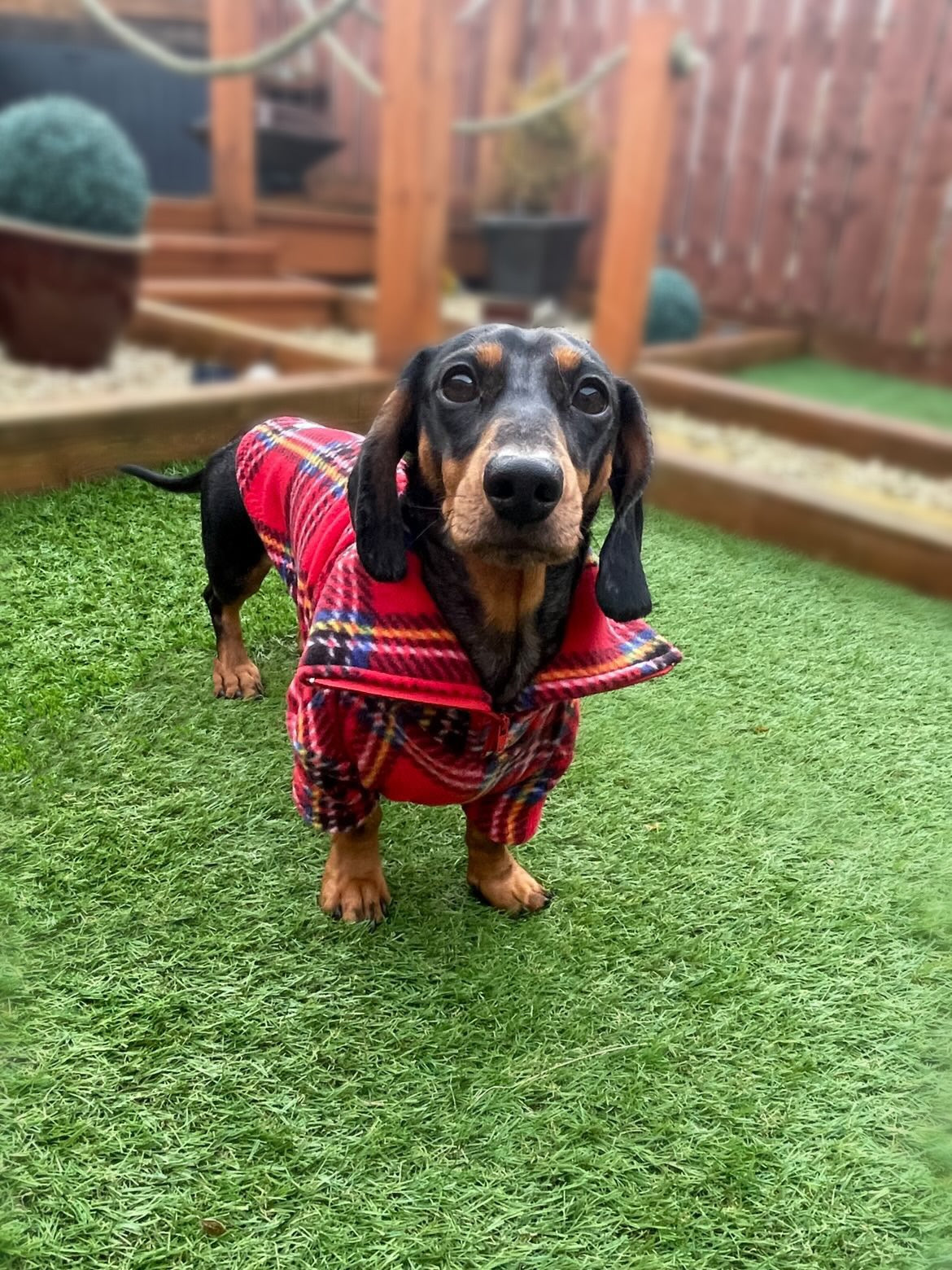 Red Tartan Quarter Zip Fleece Jumper