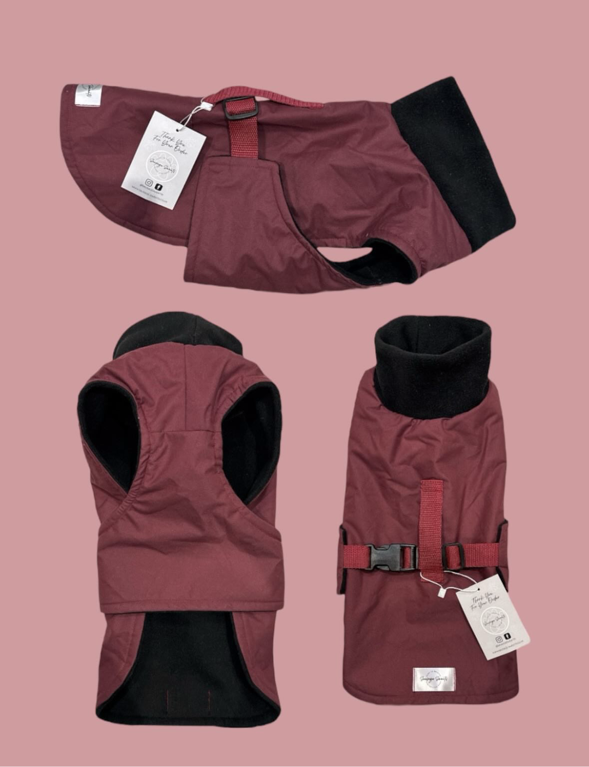 Wine Full Tummy Waterproof Coat