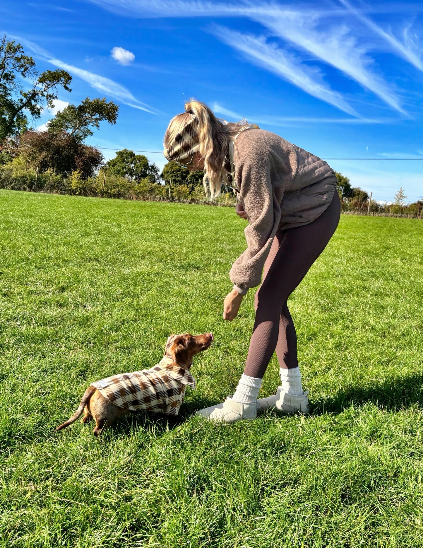 Brown Plaid Quarter Zip Fleece Jumper