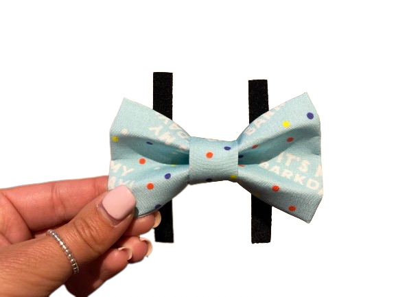 Happy Barkday Handmade Bow - Blue