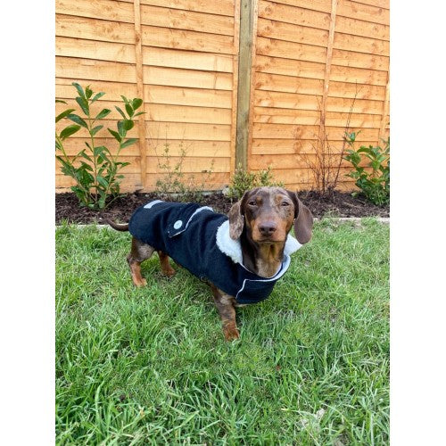 Black Corduroy Jacket with Borg Collar