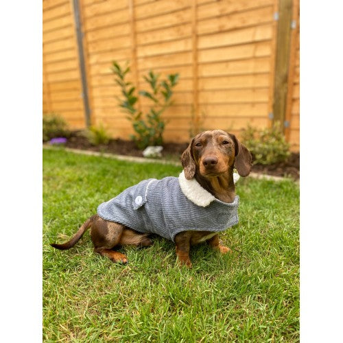 Dusty Blue Corduroy Jacket with Borg Collar