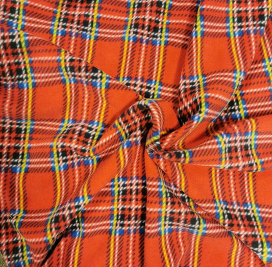 Red Tartan Quarter Zip Fleece Jumper