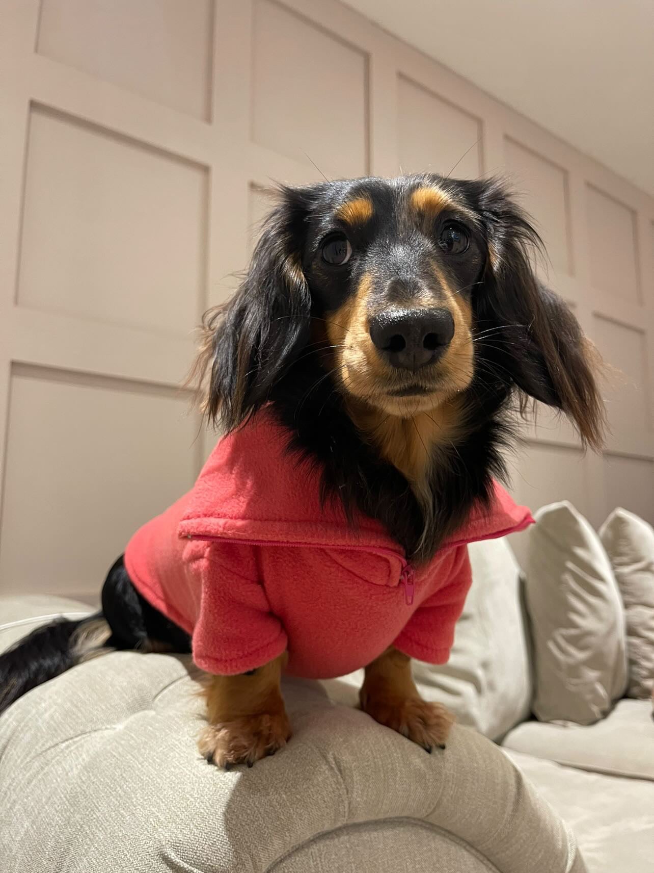 Raspberry Quarter Zip Fleece Jumper
