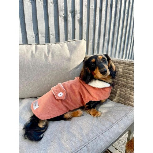 Salmon Corduroy Jacket with Borg Collar