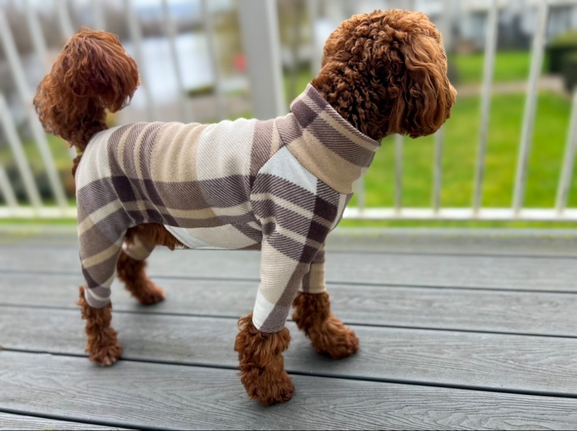 Cream Check 4 Leg Fleece Jumper