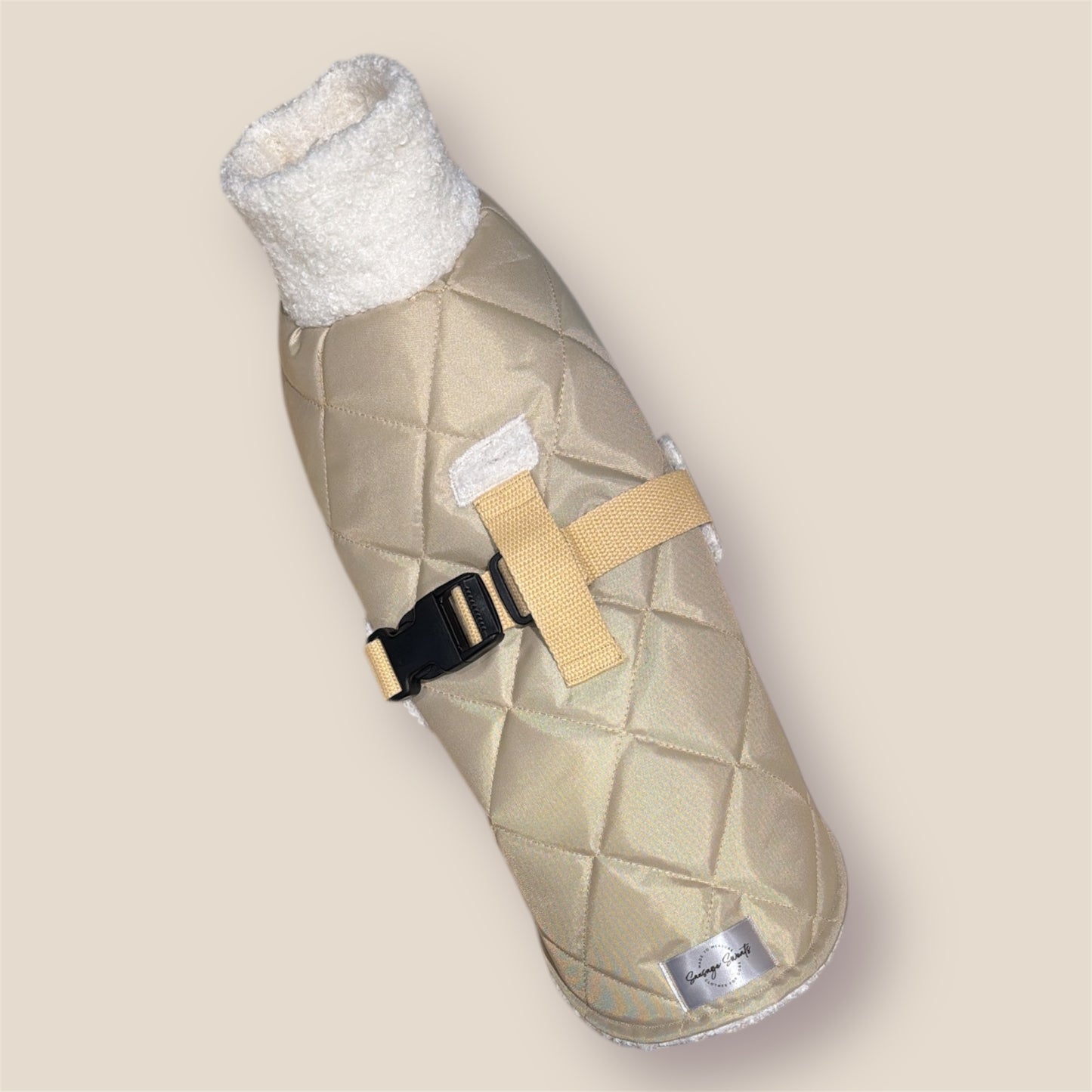 Latte Quilted Full Tummy Coat with Fleece Lining