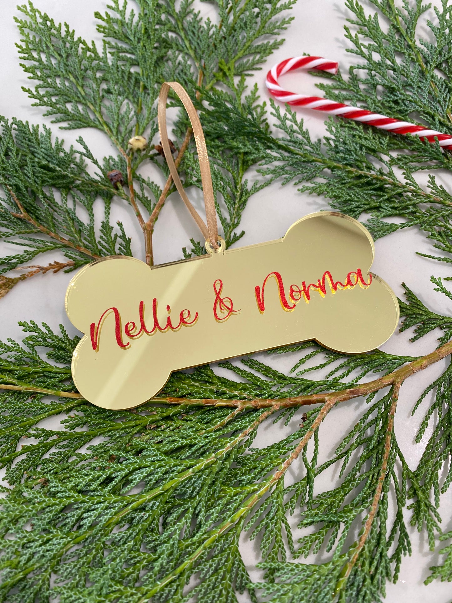 Personalised Mirror Bone Baubles