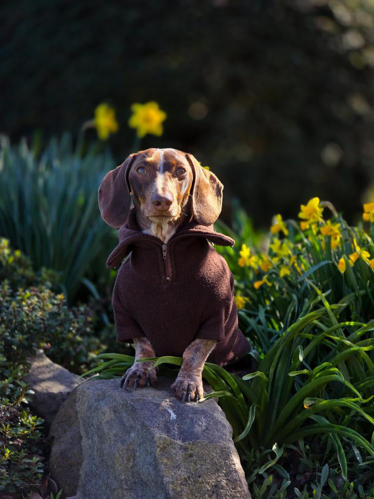 Chocolate Quarter Zip Fleece Jumper