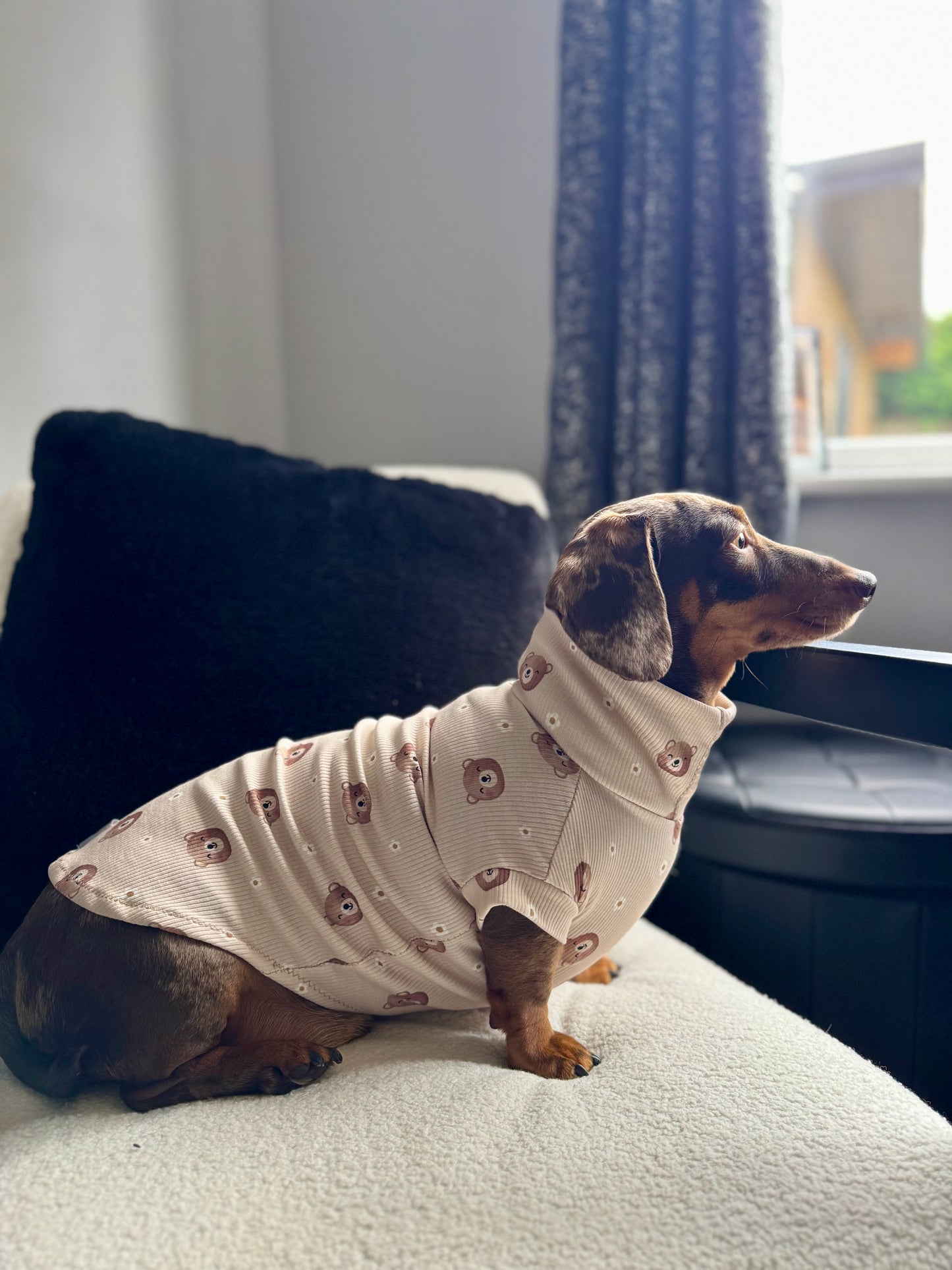 Daisy Bear Fine Rib Knit Jersey Jammies