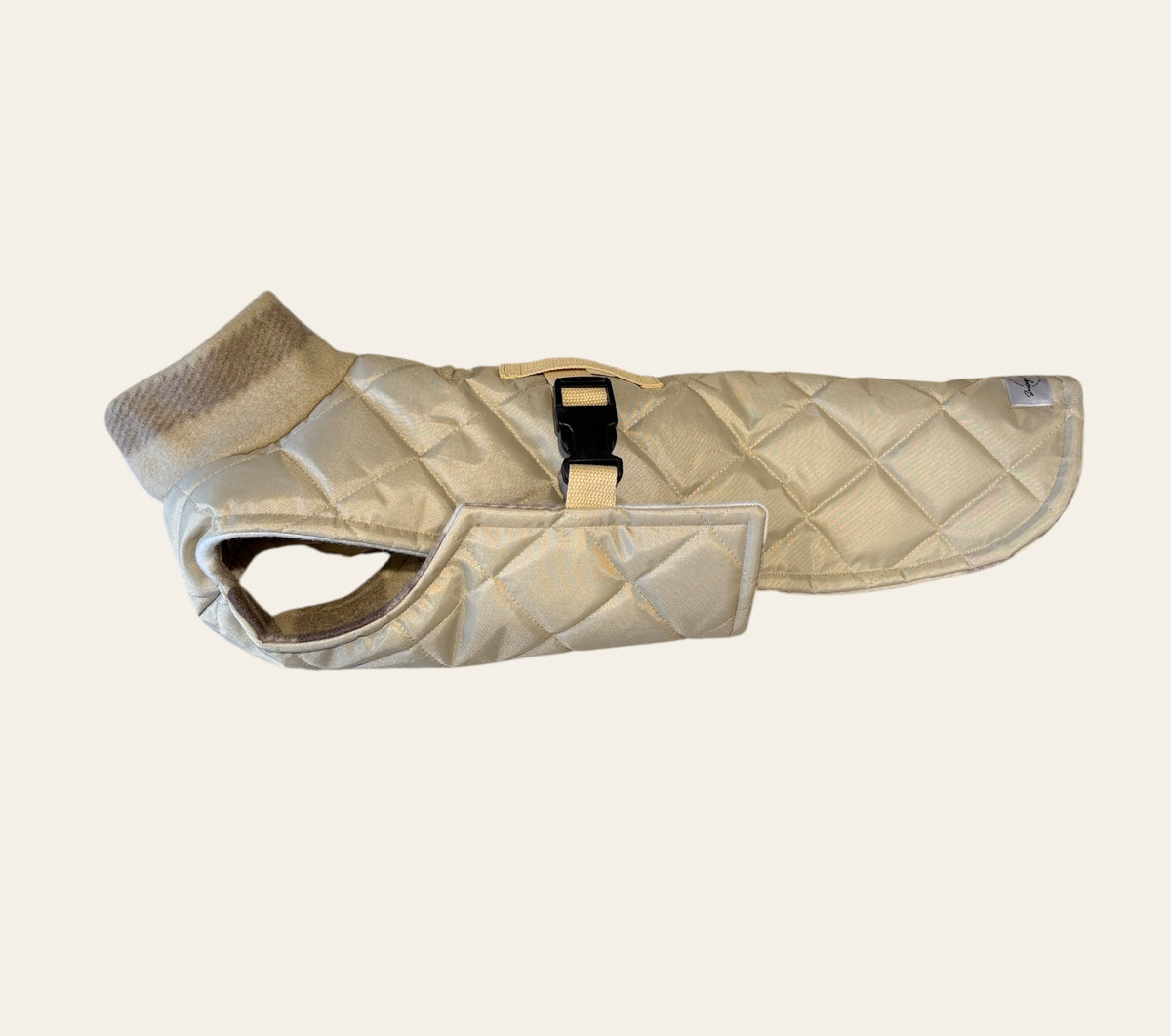 Latte Quilted Full Tummy Coat with Fleece Lining