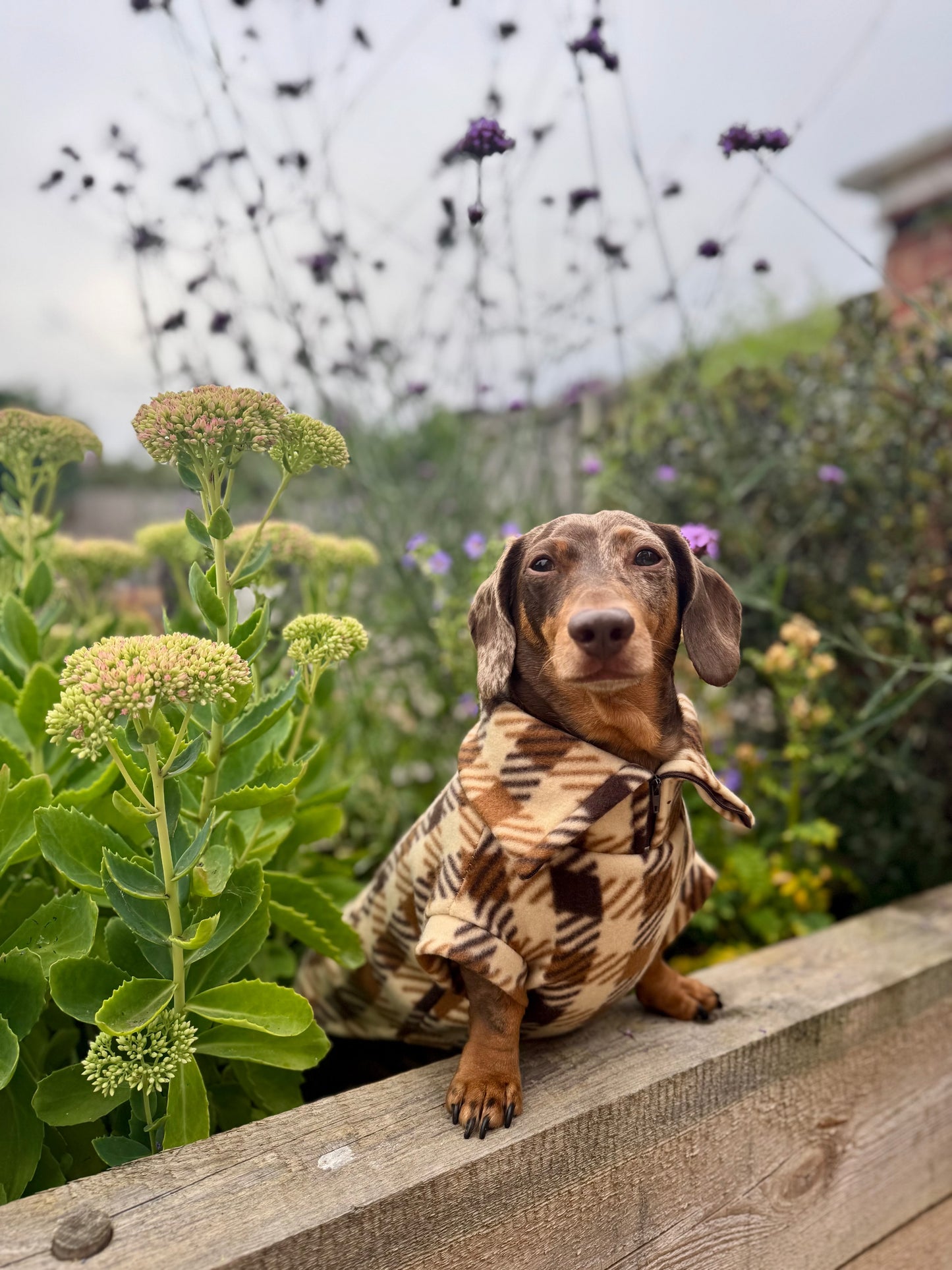 Brown Plaid Quarter Zip Fleece Jumper