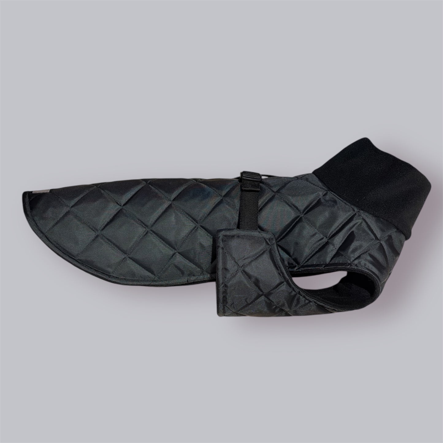 Black Quilted Full Tummy Coat with Fleece Lining