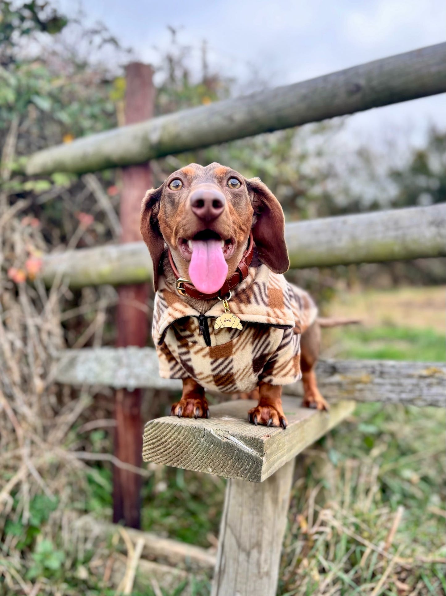 Brown Plaid Quarter Zip Fleece Jumper