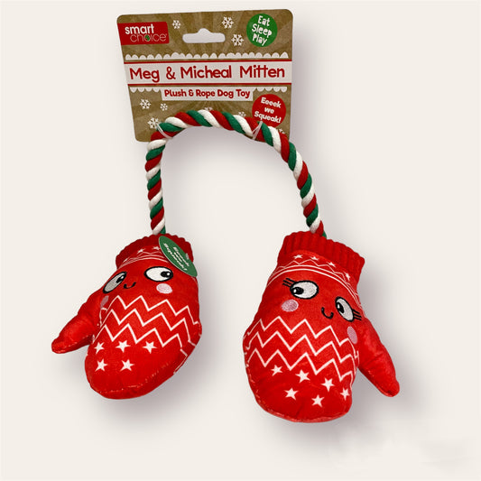 Christmas Squeaky Gloves Toy - 2 Colours