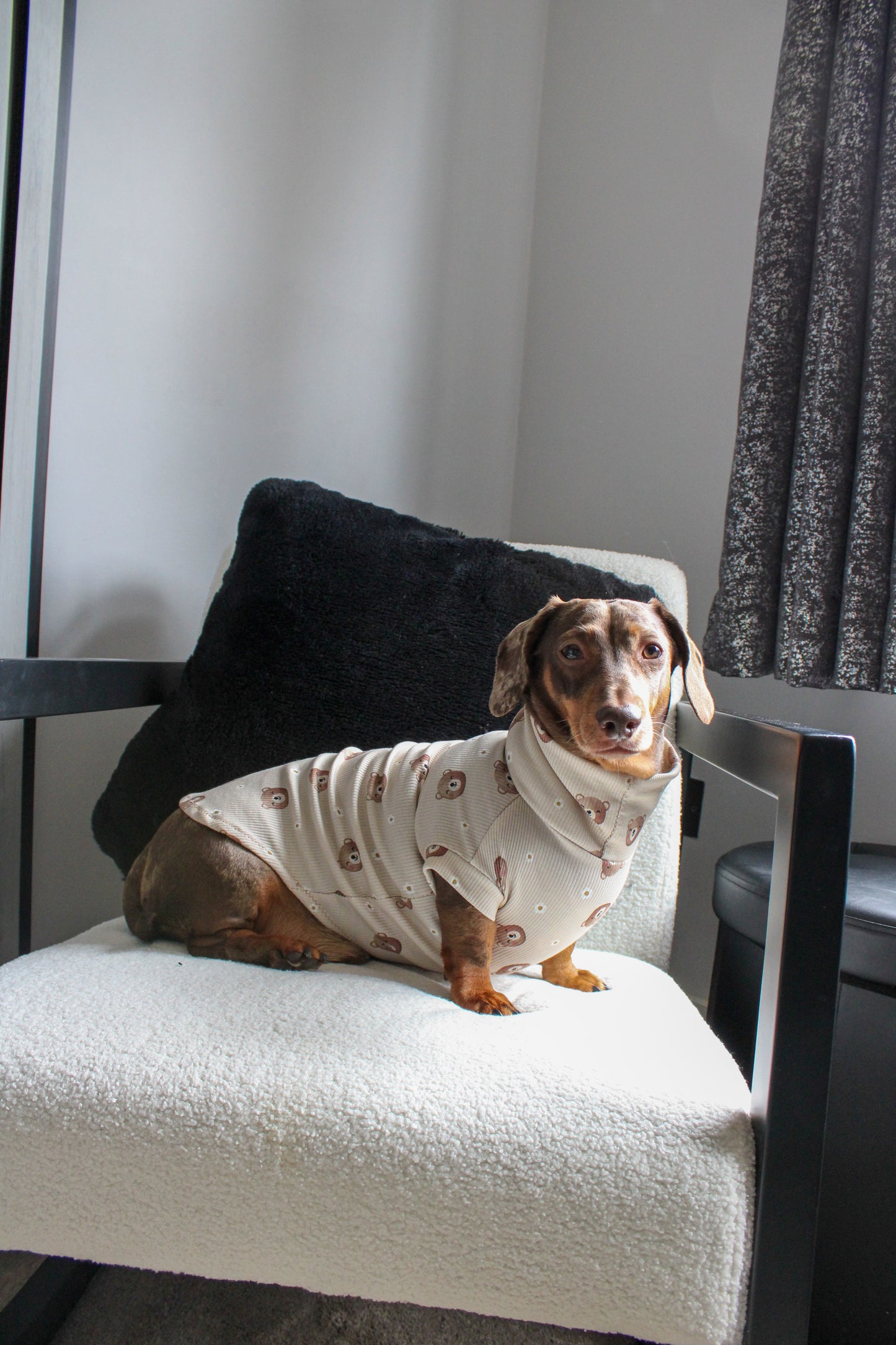 Daisy Bear Fine Rib Knit Jersey Jammies