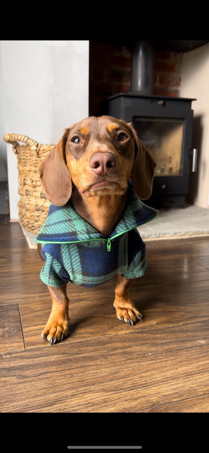 Navy Tartan Quarter Zip Fleece Jumper