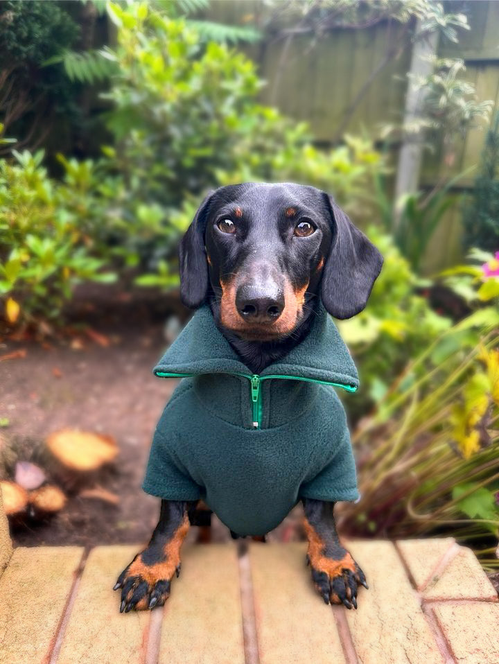 Dark Green Quarter Zip Fleece Jumper