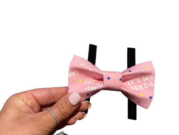 Happy Barkday Handmade Bow - Pink