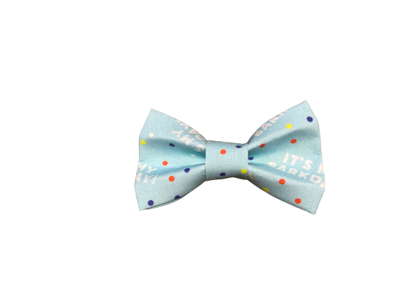 Happy Barkday Handmade Bow - Blue