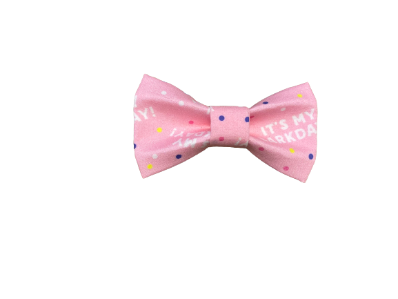 Happy Barkday Handmade Bow - Pink