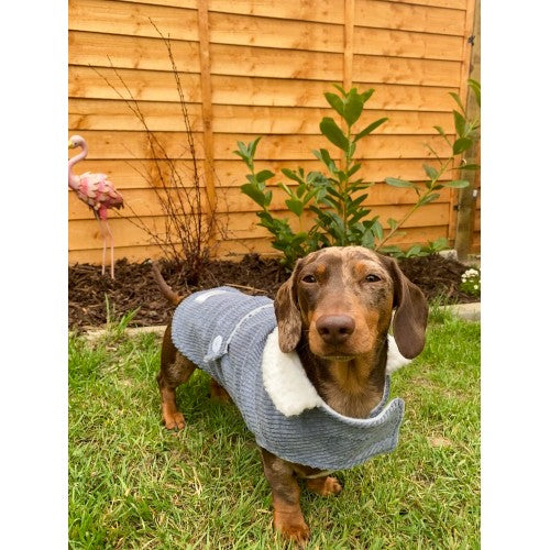 Dusty Blue Corduroy Jacket with Borg Collar